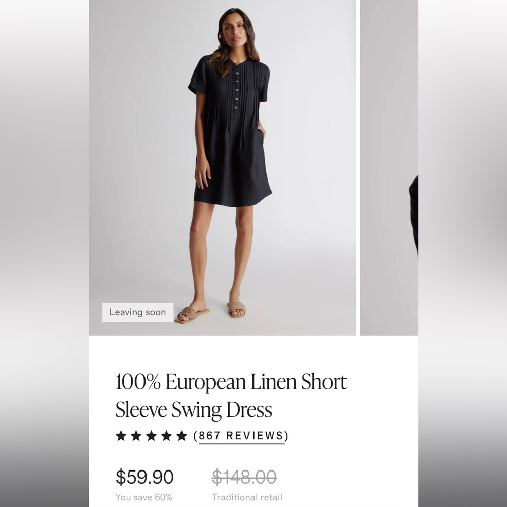 100% Linen Black Quince Dress